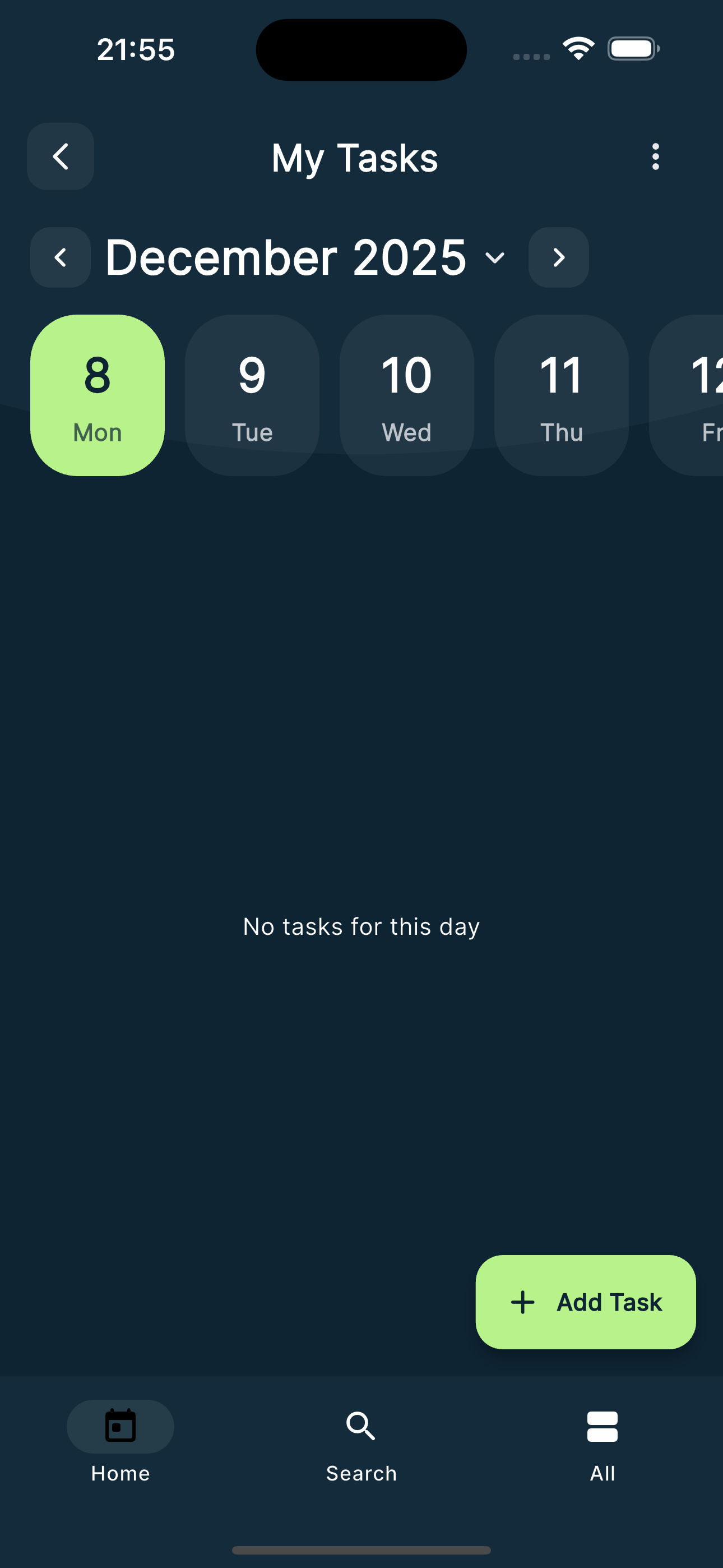 Daily timeline screen